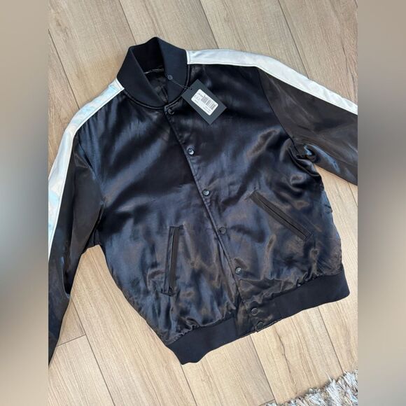 The Kooples Bomber jackets men’s fancy teddy M medium black NWT fall MSRP$450 - Picture 6 of 10